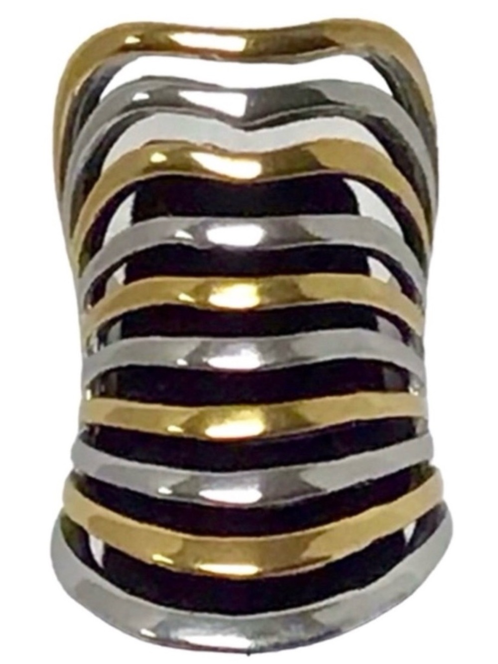 Stainless Steel Two-Tone Freeform Ring (NWT) (Size: 6) - Picture 8 of 12